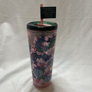Starbucks Holiday 2024 Pink Leaves Sip Or Straw Lid‎ 24 Oz Hot/Cold Cup Tumbler